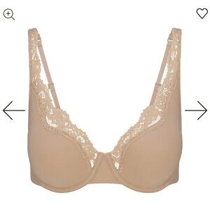FITS EVERYBODY LACE UNLINED FULL COVERAGE BRA CLAY / 34 / DD